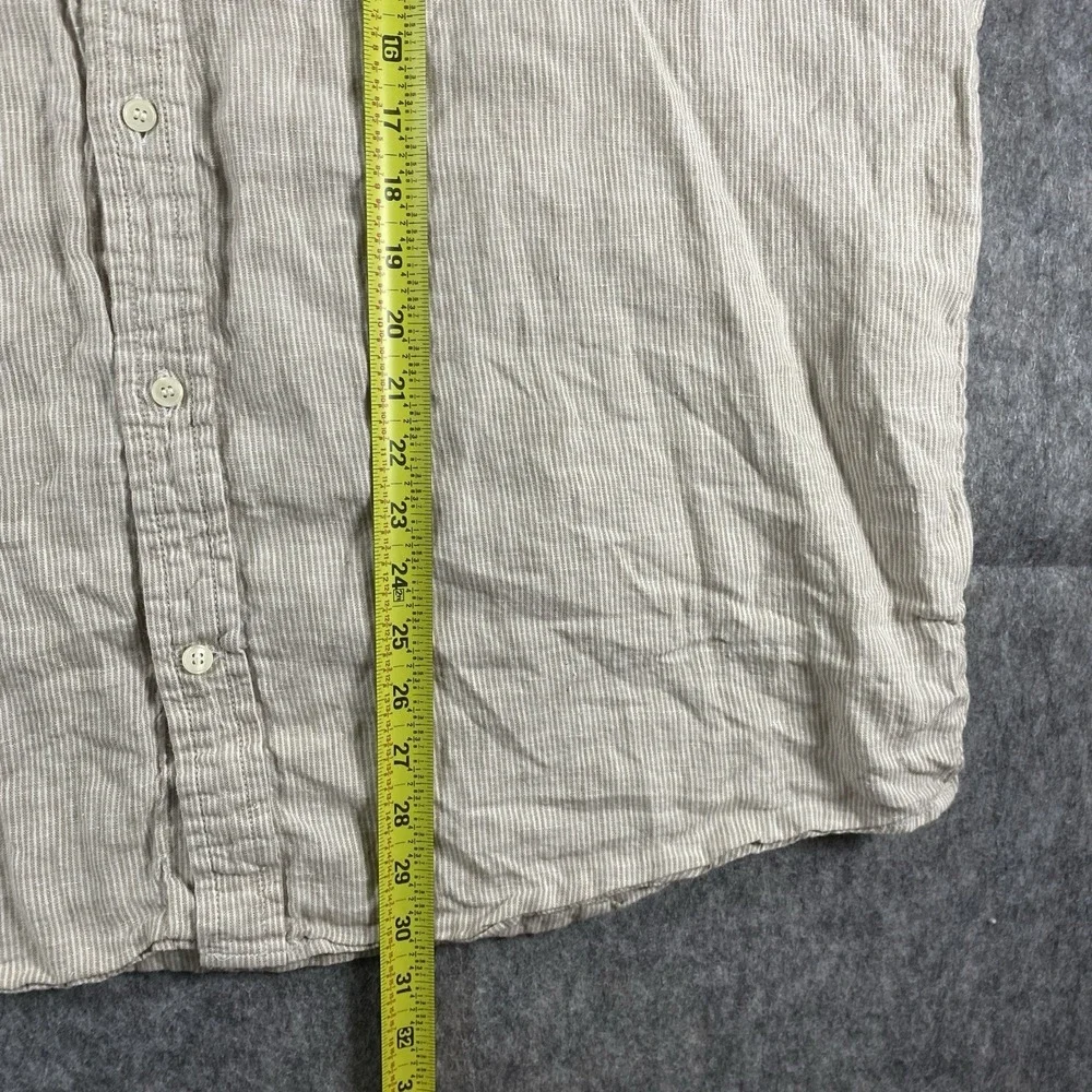 Banana Republic Linen Button Down Shirt‎ Men's XXL 2XL Striped Summer Tan
